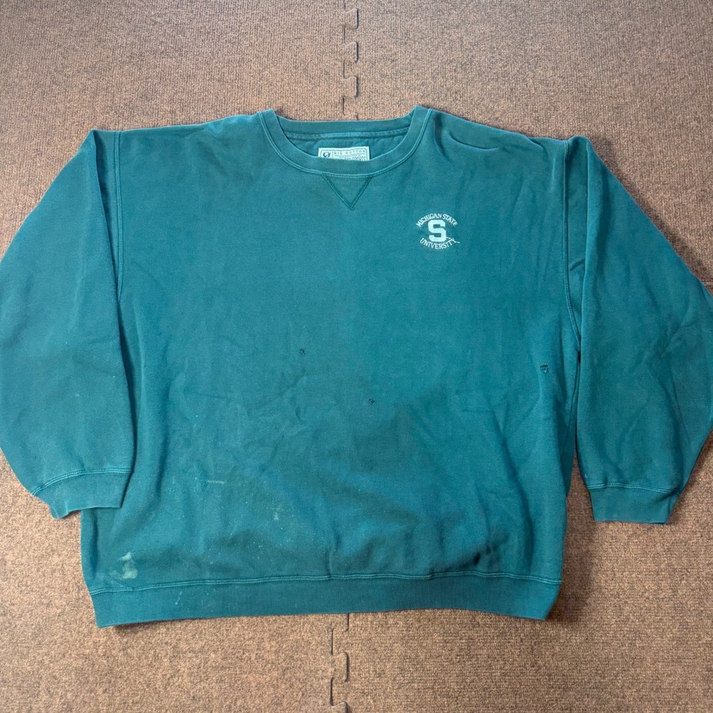 Vintage Michigan State University Gear For Sports Sweatshirt XXL Green MSU Crew